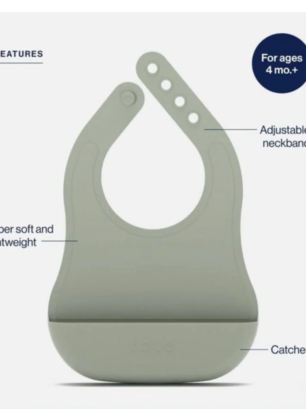 Lalo Silicone Bib in Sage Green - Adjustable Pocket Bib set of 2